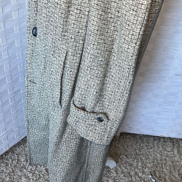 Vintage Harris Tweed Plymouth Of Boston Trench Coat Gray Scottish Top O’ Tweed 1 - Picture 4 of 16